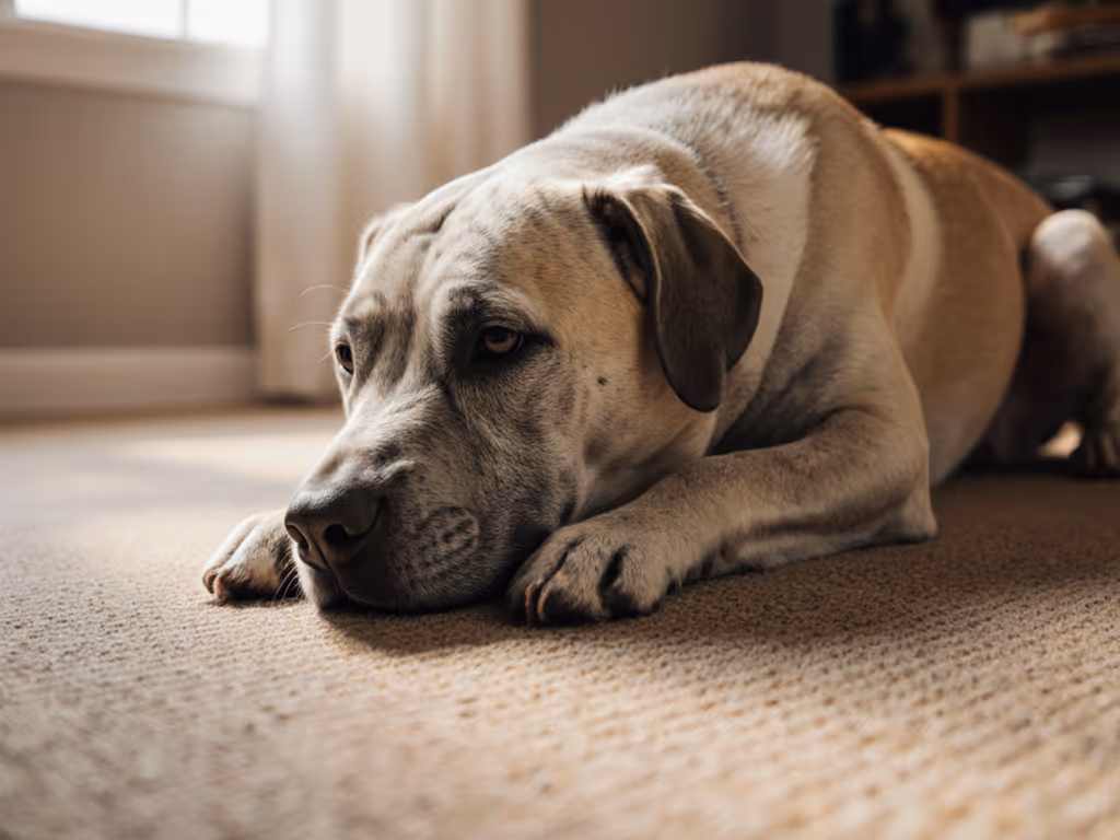 arthritic_dog_gently_stretching_on_carpet