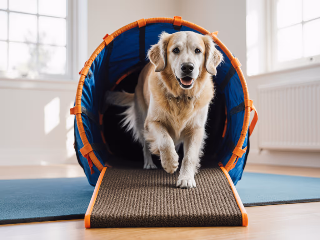 elderly_dog_navigating_agility_tunnel_with_low_entry_ramp